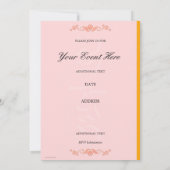 Elegant weiß und orange in rot Einladung (Rückseite)