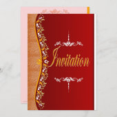 Elegant weiß und orange in rot Einladung (Vorne/Hinten)