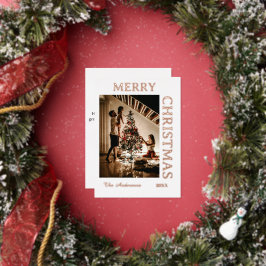 Elegant weiß und rosegold folien feiertagskarte