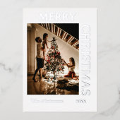 Elegant weiß und silber folien feiertagskarte (Vorderseite)