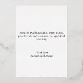 Elegant weiß und silber folien feiertagskarte (Rückseite)