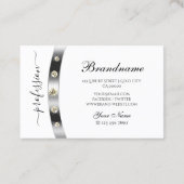 Elegant weiß und silber mit Monogram Diamonds Visitenkarte (Rückseite)