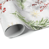 Elegant Weißer Marmor Rentier Berries Weihnachten Geschenkpapier (Rolleneckpunkt)