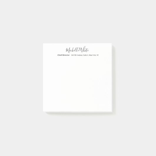 Elegant weißes modernes Profildesign Post-it Klebezettel (Vorderseite)
