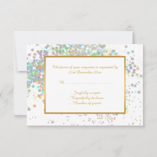 ELEGANT WEIßES PASTELL-HOLOGRAFISCHES INDIVIDUELLE RSVP KARTE