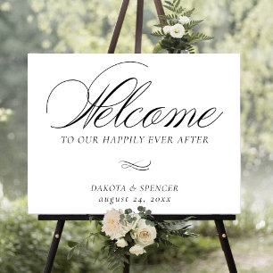 Elegant Welcome Black Calligraphy   Chic Wedding Poster