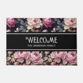 Elegant Welcome Blush Pink Peony Floral Fußmatte (Vorderseite)