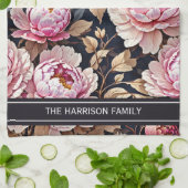 Elegant Welcome Blush Pink Peony Floral Geschirrtuch (Gefaltet)