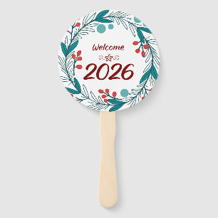 Elegant Welcome to 2026 - Festivals Laurel Wreath Fächer