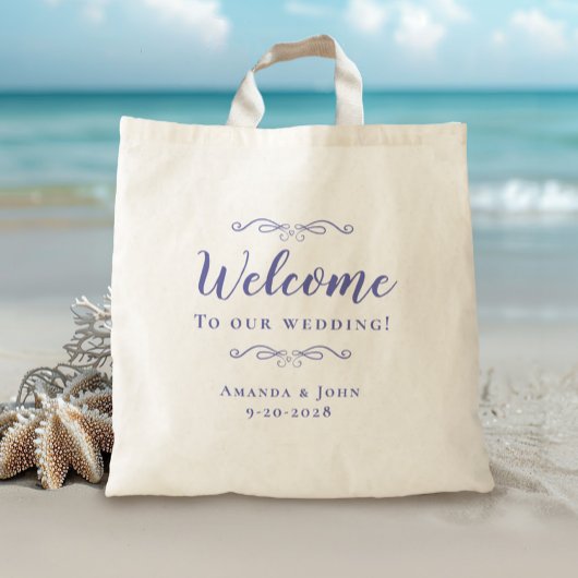 Elegant Welcome Wedding Guest Favors Periwinkle Tragetasche
