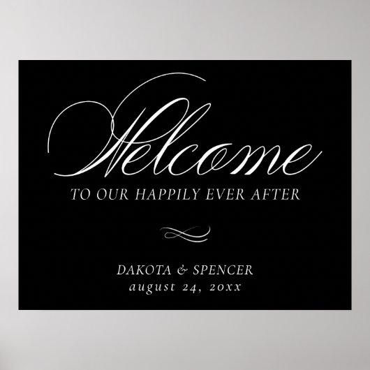 Elegant Welcome White Calligraphy | Chic Wedding Poster (Vorne)