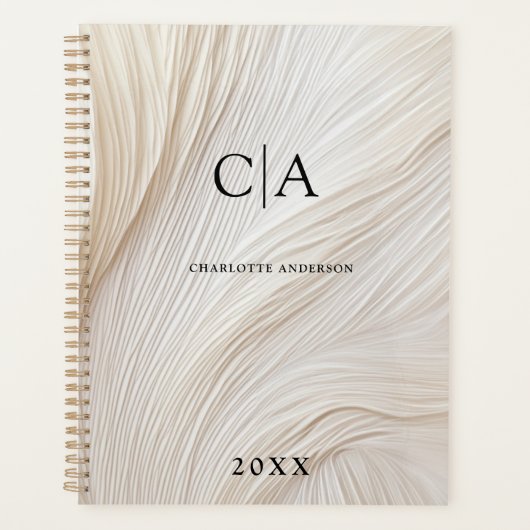 Elegant, Wellen, Monogramm-Planer Planer (Vorderseite)