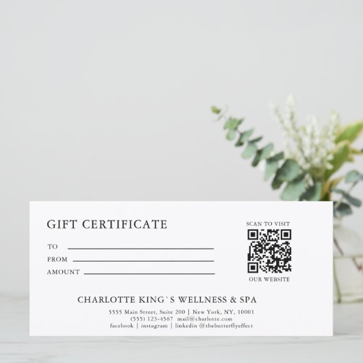 Elegant, Wellen, Salon, QR-Code, Geschenkgutschein (Stehend Vorderseite)