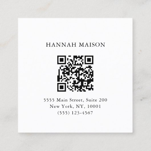 Elegant, Wellen, Salon, QR-Code Quadratische Visitenkarte (Rückseite)