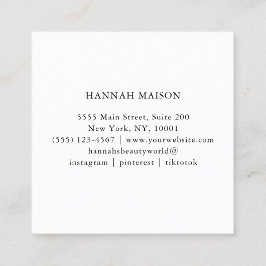 Elegant, Wellen, Salon Quadratische Visitenkarte (Rückseite)