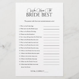 Elegant wer das Bride Brautparty Game kennt