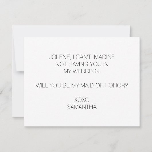 Elegant werden Sie meine Trauzeugin sein Einladung (Rückseite)