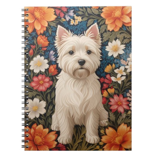 Elegant West Highland Terrier Colorful Floral Notizblock (Vorderseite)