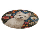 Elegant West Highland Terrier Colorful Floral Schneidebrett (Ecke)