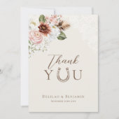 Elegant Western Cowboy Floral Crest Script Dankeskarte (Vorderseite)