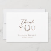 Elegant Western Rustic Wedding Horseshoe Monogram Dankeskarte (Vorderseite)