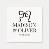 Elegant Whimsical Black Bow Monogram Wedding Serviette (Vorderseite)