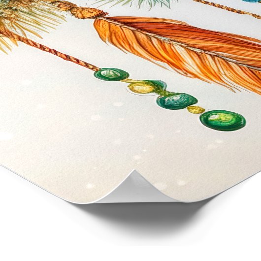 Elegant Whimsical Boho Weihnachtskranz Poster (Ecke)