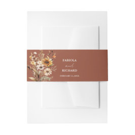 Elegant Whimsical Burnt Orange Wildblume Hochzeit Einladungsbanderole