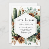 Elegant Whimsical Cactus Wedding Save The Date (Vorne/Hinten)