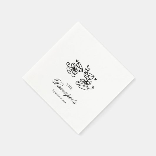 Elegant Whimsical Champagne Bow Bridal Wedding Serviette (Ecke)