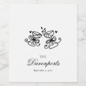 Elegant Whimsical Champagne Bow Bridal Wedding Weinetikett (Einzelnes Label)