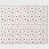 Elegant Whimsical Christmas Damask Geschenkpapier (Flach)