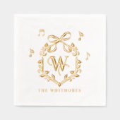 Elegant Whimsical Christmas Monogram Crest Bow Servietten Mit Folie (Vorderseite)