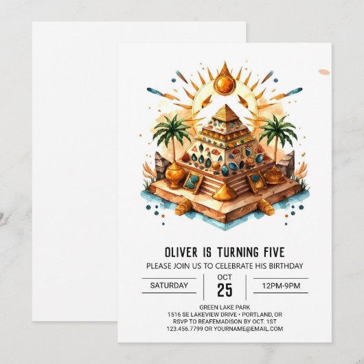Elegant Whimsical Custom Pyramids Geburtstag Einladung (Vorne/Hinten)