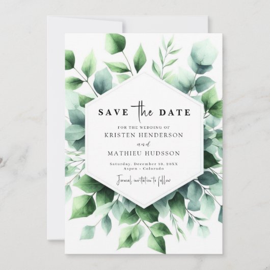 Elegant Whimsical Eucalyptus Digital Wedding Save The Date (Vorderseite)