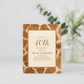 Elegant Whimsical Giraffe Print 40. Geburtstag Einladung (Stehend Vorderseite)