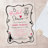 Elegant Whimsical Hand Drawn Bridal Shower Acryleinladungen