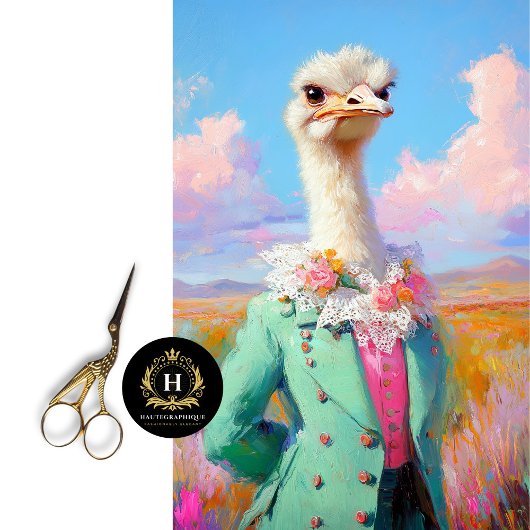 Elegant Whimsical Ostrich Decoupage Seidenpapier