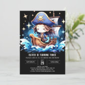 Elegant Whimsical Pirate Birthday Einladung (Stehend Vorderseite)