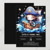 Elegant Whimsical Pirate Birthday Einladung (Vorne/Hinten)