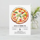 Elegant Whimsical Pizza Birthday Einladung (Stehend Vorderseite)