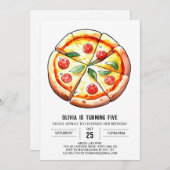 Elegant Whimsical Pizza Birthday Einladung (Vorne/Hinten)