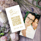 Elegant Whimsical Script Photo Qr Code Wedding Begleitkarte