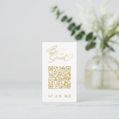 Elegant Whimsical Script Photo Qr Code Wedding Begleitkarte (Stehend Vorderseite)