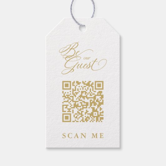 Elegant Whimsical Script Photo Qr Code Wedding Geschenkanhänger (Vorderseite)