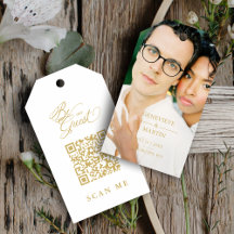Elegant Whimsical Script Photo Qr Code Wedding