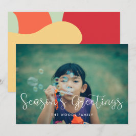 Elegant Whimsical Season's Greetings Family Foto Feiertagskarte