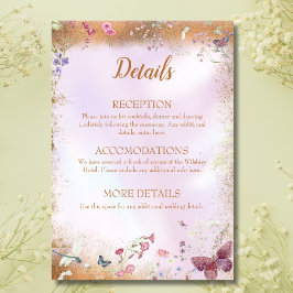 Elegant Whimsical Wildblume Pink Begleitkarte