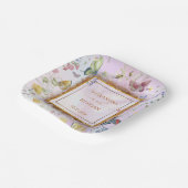 Elegant Whimsical Wildblume Pink Pappteller (Gewinkelt)