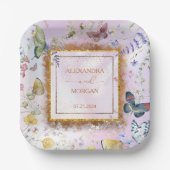 Elegant Whimsical Wildblume Pink Pappteller (Vorderseite)